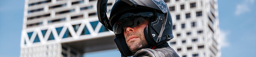 Antraciet motorhelm