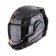 Scorpion EXO-TECH EVO TRAVELLER zwart koper systeemhelm scooterhelm motorhelm zonnevizier vooraanzicht