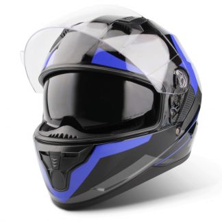 Vinz Becket blauw integraalhelm scooterhelm motorhelm zonnenvisier vooraanzicht open vizier