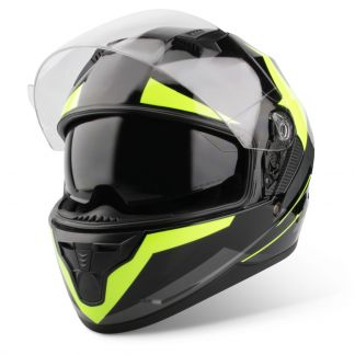 Vinz Becket fluor geel integraalhelm scooterhelm motorhelm zonnenvisier vooraanzicht open vizier