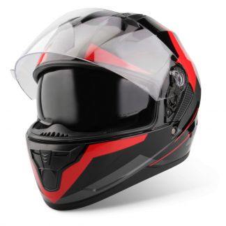 Vinz Becket rood integraalhelm scooterhelm motorhelm zonnenvisier vooraanzicht open vizier