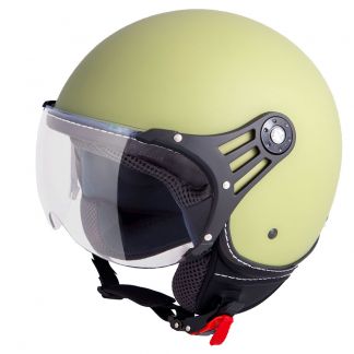 Vinz Stelvio mat groen jethelm fashionhelm scooterhelm motorhelm vooraanzicht